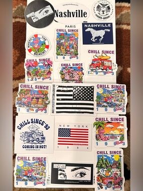 Brandy Melville Paris Multicolor 'Chill Since' Stickers - Bright Mix